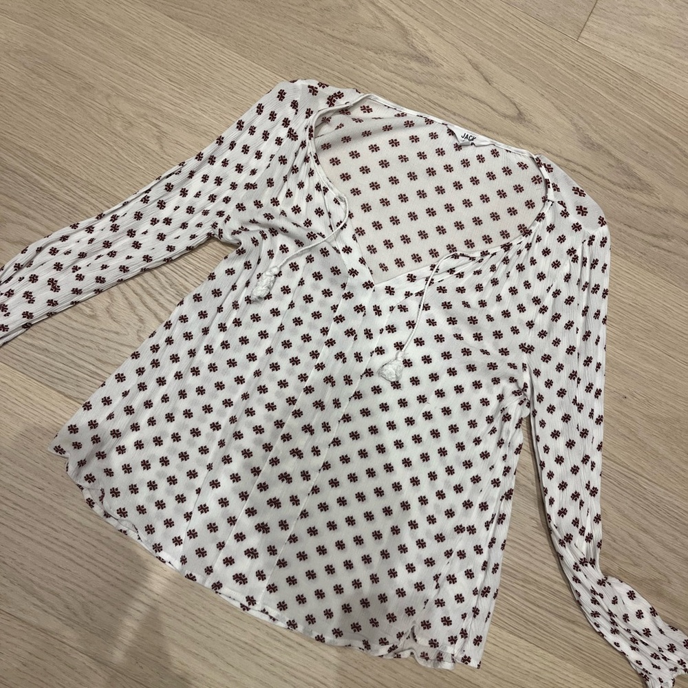 White and Brown Patterned Women's Top